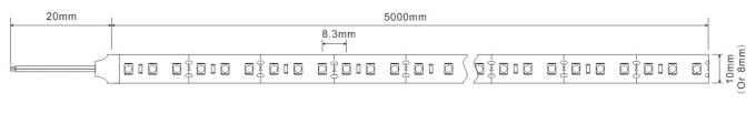 উচ্চ R9 মান CRI 90 3528 নমনীয় LED স্ট্রিপ লাইট 10mm FPC 120LEDs / m SDCM 0