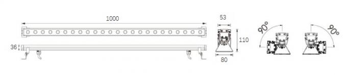 20*2W 1000mm আলংকারিক লিনিয়ার LED ওয়াল ওয়াশার বার, LED ওয়াল ওয়াশ ফ্লাড লাইট 0