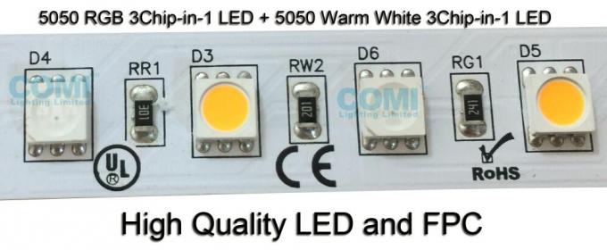 24V RGB + উষ্ণ সাদা নমনীয় LED স্ট্রিপ লাইট 72 LEDs/ M OEM / ODM গ্রহণযোগ্য 1
