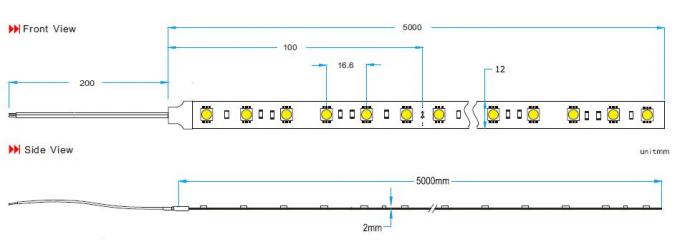 5050 LED স্ট্রিপ লাইট গোলাপী রঙ 25000K, 12 / 24 ভোল্ট LED লাইট স্ট্রিপ 12mm FPC 0