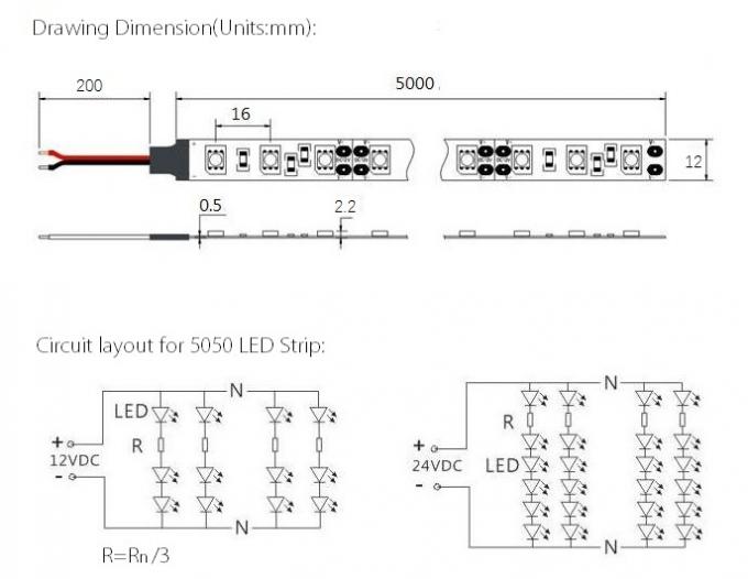 ফ্যাকাশে হলুদ 3500 - 4000K CRI 80 14.4W/M-এ ক্লাস A নমনীয় LED স্ট্রিপ লাইট 1