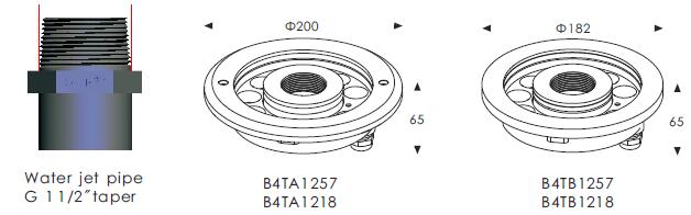 B4TA1257 B4TA1218 24VDC 12pcs 2W বা 3W সেন্ট্রাল ইজেক্টিভ ড্রাই ল্যান্ড LED ফাউন্টেন লাইট, কম ভোল্টেজ আন্ডারওয়াটার পন্ড লাইট 0