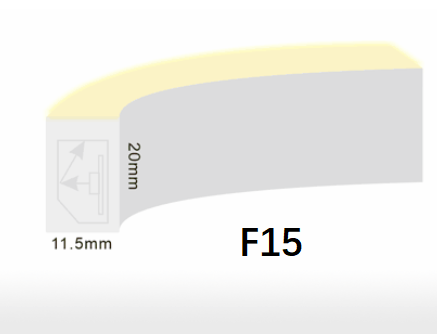 ফ্লেক্স নিয়ন LED স্ট্রিপ F15 SPI 24VDC 12W / মিটার UV প্রতিরোধী PVC সঙ্গে মোল্ড ইনজেকশন 0