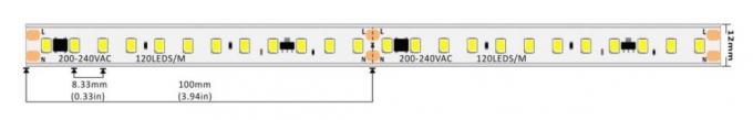 220-240VAC উচ্চ ভোল্টেজ LED স্ট্রিপ 1600LM 16.5W 120LEDs প্রতি মিটার IP67 EMC 0