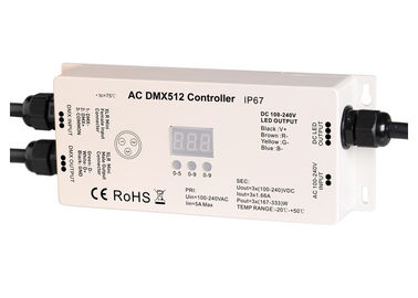 উচ্চ ভোল্টেজ IP67 জলরোধী RGB 3 CH DMX512 LED স্ট্রিপ কন্ট্রোলার 100 - 240V ইনপুট এবং আউটপুট
