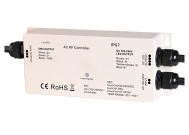 উচ্চ ভোল্টেজ LED স্ট্রিপ RF - DMX কন্ট্রোলার, 3 চ্যানেল Dmx ডিকোডার RGB Max 5A IP67